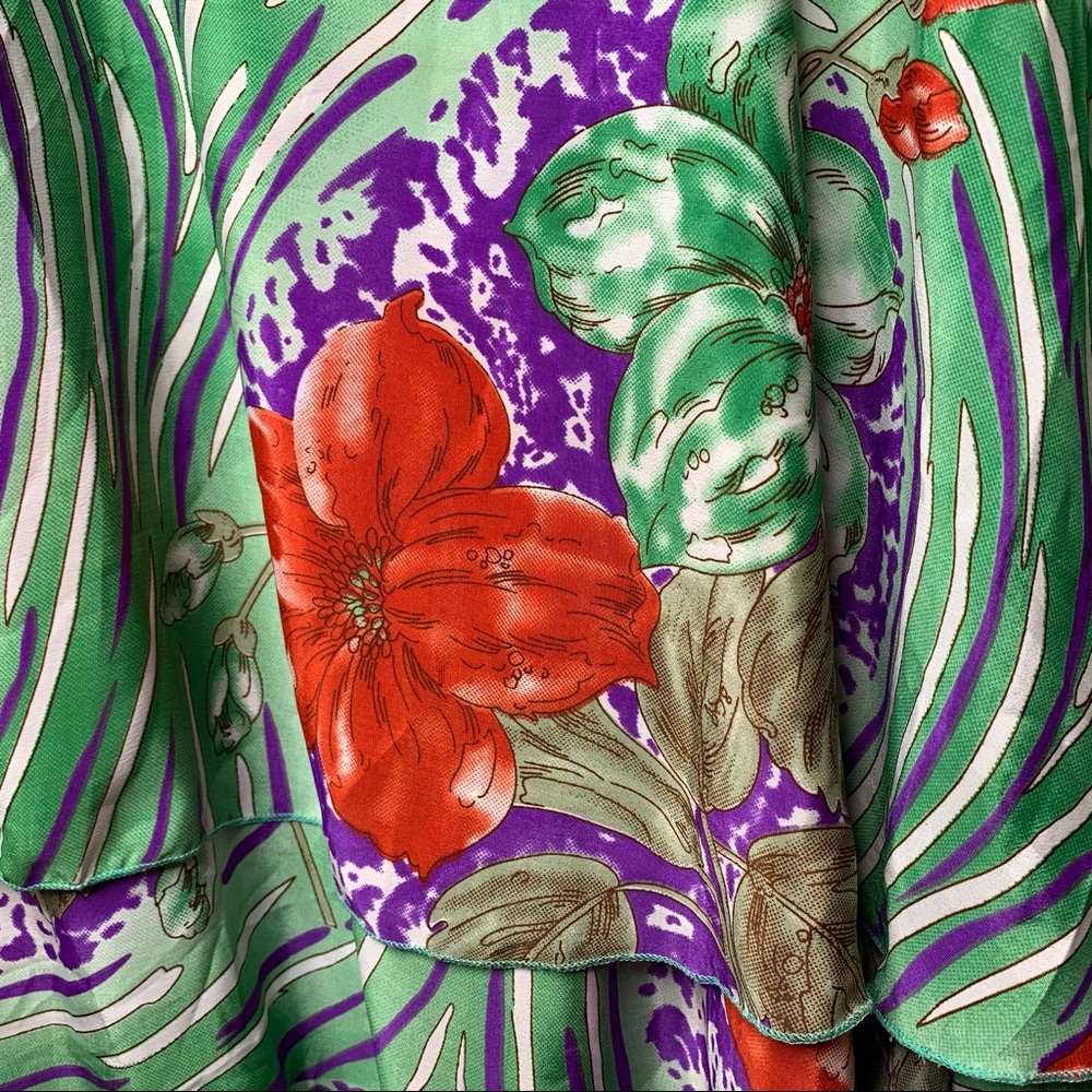 KARIZA Designs Wrap Skirt Green Purple OSFM NWT - Picture 4 of 8
